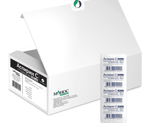 [100876] Аспирин С шах x10 0.5гр Монос - MONOS